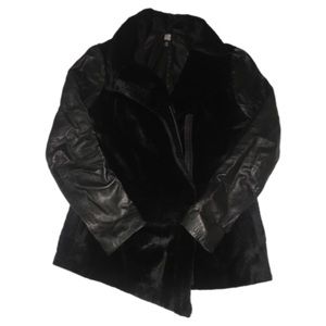 Size S Saks leather silky shiny cowhide/pony jacket